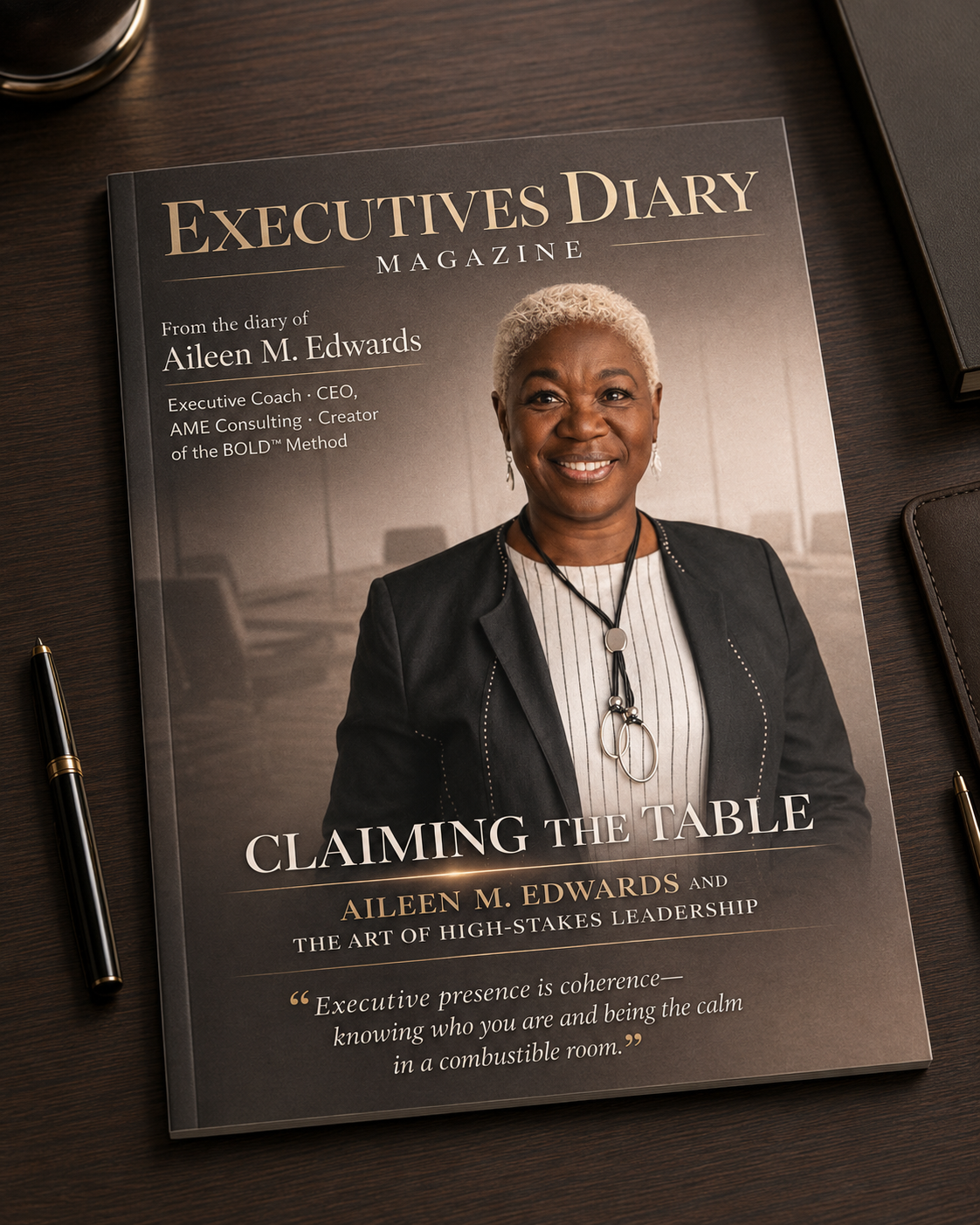 Aileen M. Edwards on the cover of Executives Diary Magazine — Claiming the Table